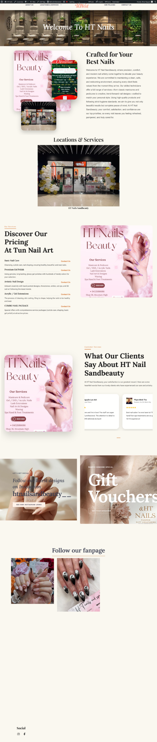 HT Nails Website Full Screenshot
