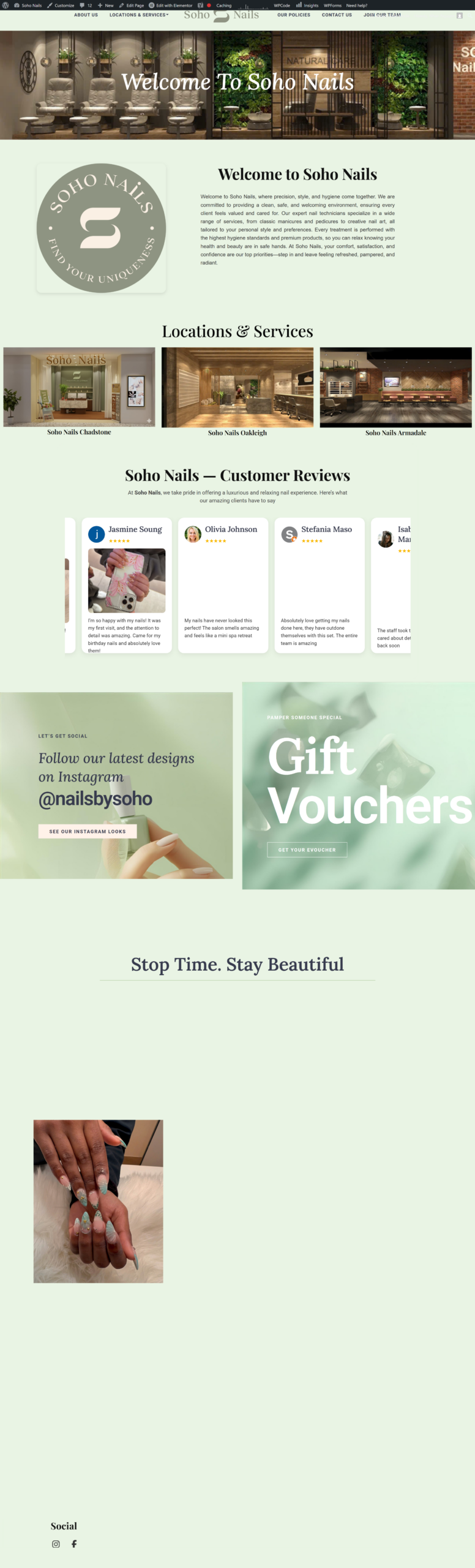 Soho Nails Website Full Screenshot